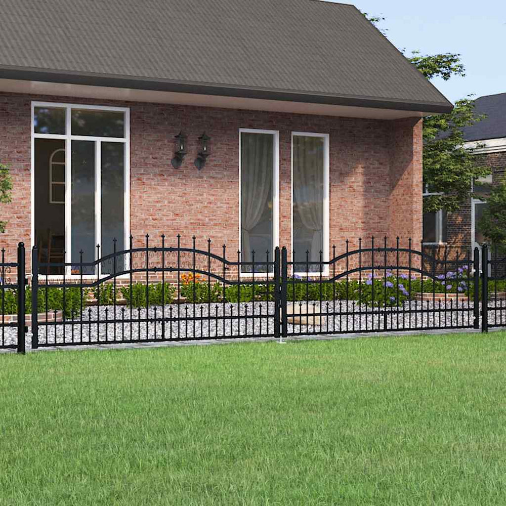 vidaXL KAMPEN Garden Gate with Spear Top Black 394.5 x 78 cm Steel