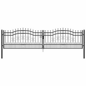 vidaXL KAMPEN Garden Gate with Spear Top Black 394.5 x 100 cm Steel