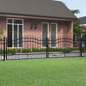 vidaXL KAMPEN Garden Gate with Spear Top Black 394.5 x 100 cm Steel