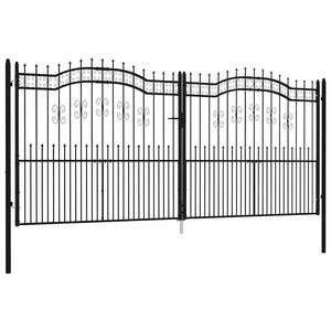 vidaXL Garden Gate KAMPEN with Spear Top Black 394.5 x 172 cm Steel