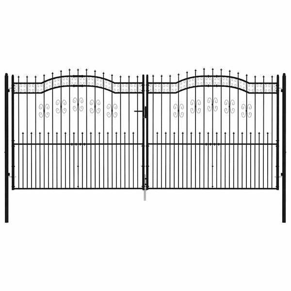 vidaXL Garden Gate KAMPEN with Spear Top Black 394.5 x 172 cm Steel