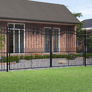 vidaXL Garden Gate KAMPEN with Spear Top Black 394.5 x 172 cm Steel