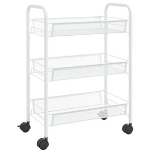 vidaXL Kitchen Trolley 3 Tiers White 46x26x64 cm Iron