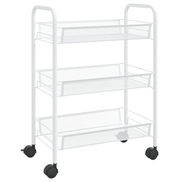 vidaXL Kitchen Trolley 3 Tiers White 46x26x64 cm Iron