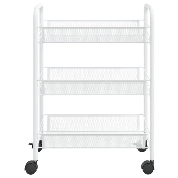 vidaXL Kitchen Trolley 3 Tiers White 46x26x64 cm Iron