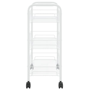 vidaXL Kitchen Trolley 3 Tiers White 46x26x64 cm Iron