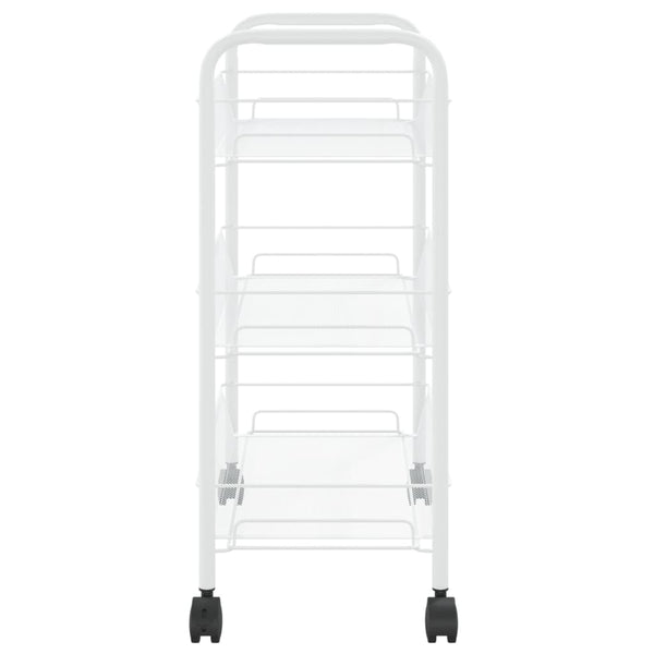 vidaXL Kitchen Trolley 3 Tiers White 46x26x64 cm Iron