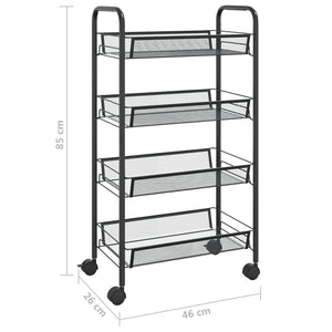 vidaXL Kitchen Trolley 4 Tiers Black 46x26x85 cm Iron