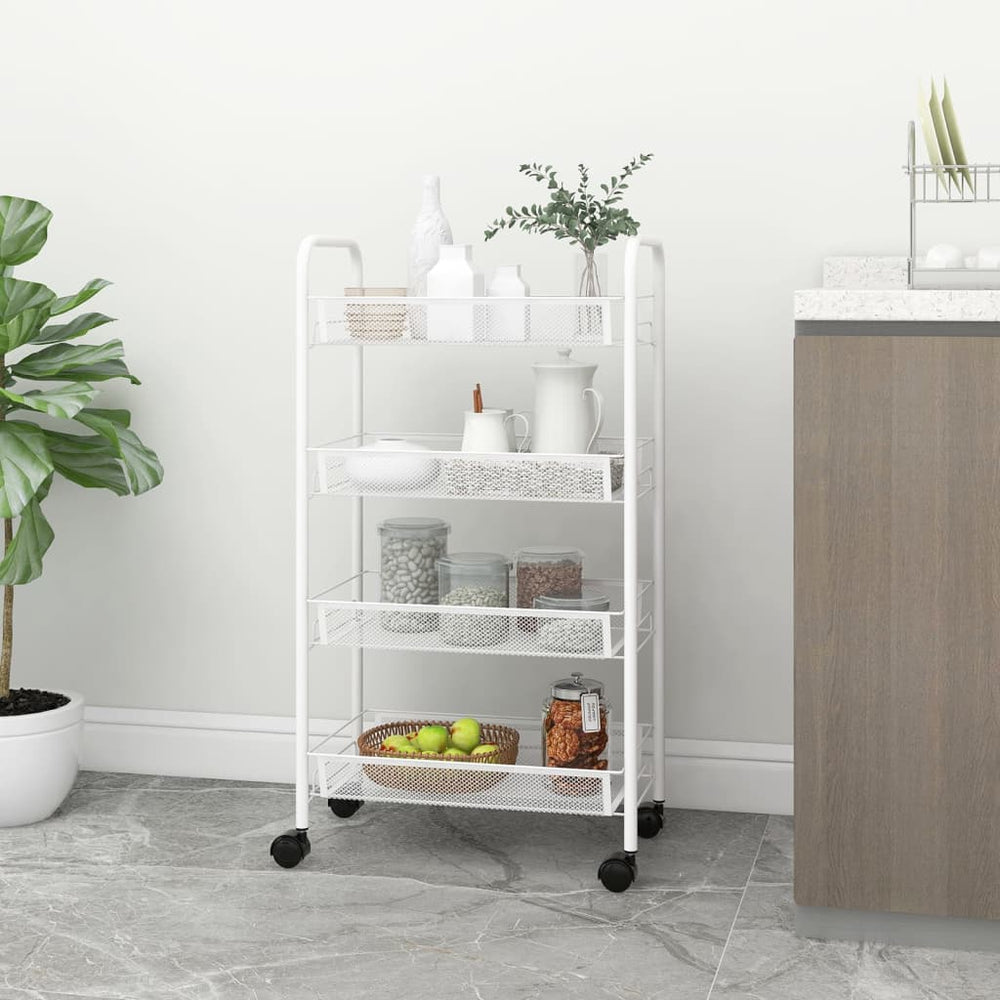 vidaXL Kitchen Trolley 4 Tiers White 46x26x85 cm Iron