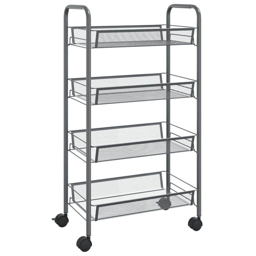 vidaXL Kitchen Trolley 4 Tiers Grey 46x26x85 cm Iron