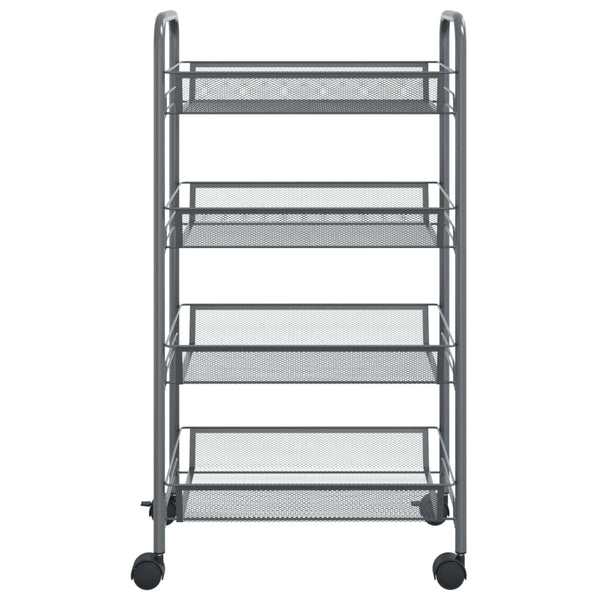 vidaXL Kitchen Trolley 4 Tiers Grey 46x26x85 cm Iron