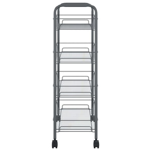 vidaXL Kitchen Trolley 4 Tiers Grey 46x26x85 cm Iron