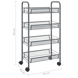 vidaXL Kitchen Trolley 4 Tiers Grey 46x26x85 cm Iron