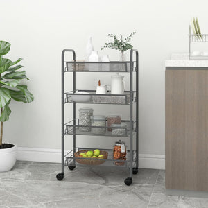 vidaXL Kitchen Trolley 4 Tiers Grey 46x26x85 cm Iron