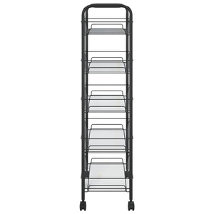 vidaXL 5-Tier Kitchen Trolley Black 46x26x105 cm Iron