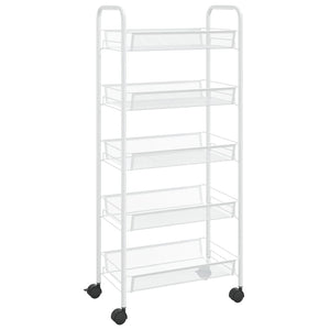 vidaXL Kitchen Trolley 5 Tiers White 46x26x105 cm Iron
