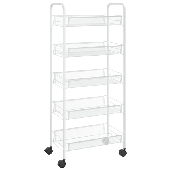 vidaXL Kitchen Trolley 5 Tiers White 46x26x105 cm Iron