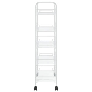 vidaXL Kitchen Trolley 5 Tiers White 46x26x105 cm Iron