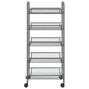 vidaXL Kitchen Trolley 5 Tiers Grey 46x26x105 cm Iron