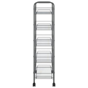 vidaXL Kitchen Trolley 5 Tiers Grey 46x26x105 cm Iron