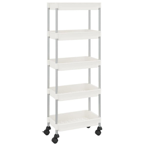 vidaXL Kitchen Trolley 5 Tiers White 42x29x128 cm Iron and ABS
