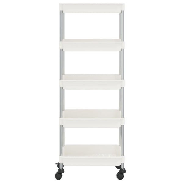 vidaXL Kitchen Trolley 5 Tiers White 42x29x128 cm Iron and ABS