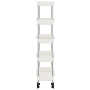 vidaXL Kitchen Trolley 5 Tiers White 42x29x128 cm Iron and ABS