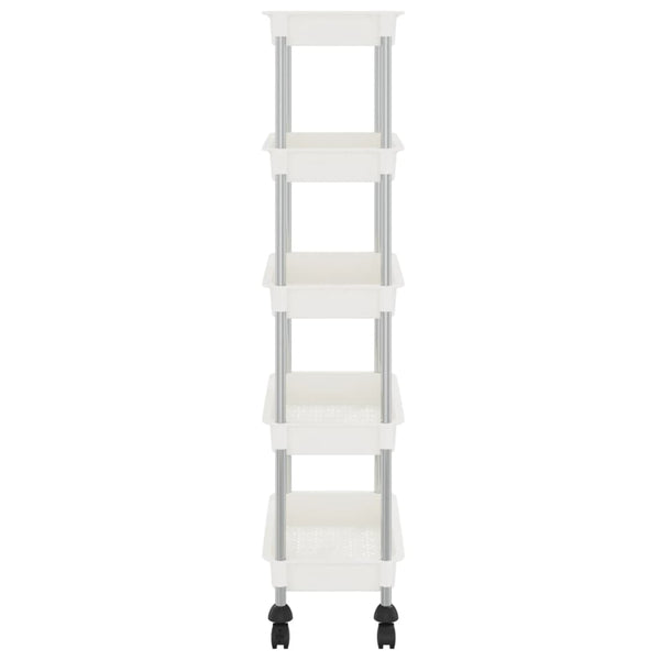 vidaXL Kitchen Trolley 5 Tiers White 42x29x128 cm Iron and ABS