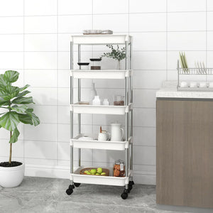 vidaXL Kitchen Trolley 5 Tiers White 42x29x128 cm Iron and ABS