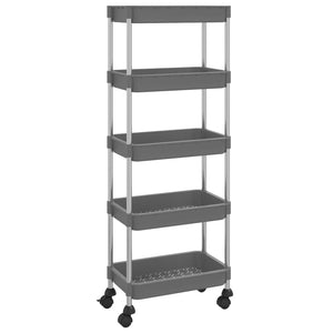 vidaXL Kitchen Trolley 5 Tiers Grey 42x29x128 cm Iron and ABS