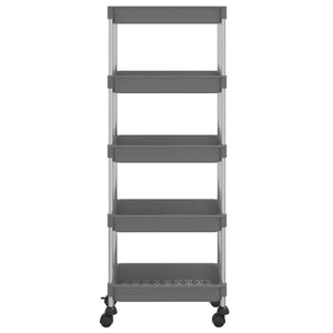 vidaXL Kitchen Trolley 5 Tiers Grey 42x29x128 cm Iron and ABS