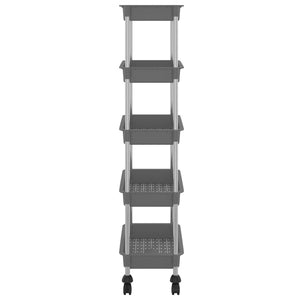 vidaXL Kitchen Trolley 5 Tiers Grey 42x29x128 cm Iron and ABS
