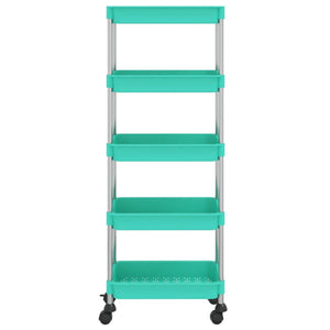 vidaXL Kitchen Trolley 5 Tiers Turquoise 42x29x128 cm Iron and ABS