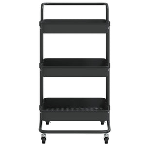 vidaXL Kitchen Trolley 3 Tiers Black 42x35x85 cm Iron and ABS