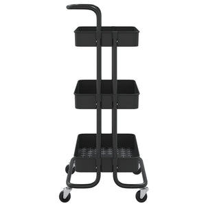 vidaXL Kitchen Trolley 3 Tiers Black 42x35x85 cm Iron and ABS