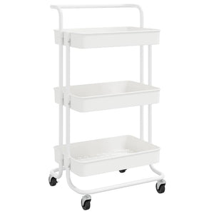 vidaXL Kitchen Trolley 3 Tiers White 42x35x85 cm Iron and ABS