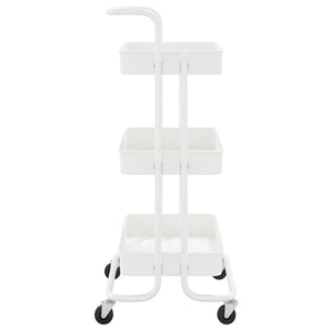 vidaXL Kitchen Trolley 3 Tiers White 42x35x85 cm Iron and ABS