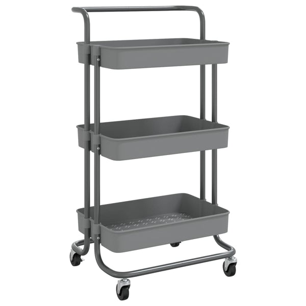 vidaXL Kitchen Trolley 3 Tiers Grey 42x35x85 cm Iron and ABS
