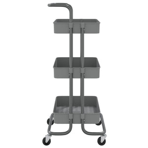 vidaXL Kitchen Trolley 3 Tiers Grey 42x35x85 cm Iron and ABS