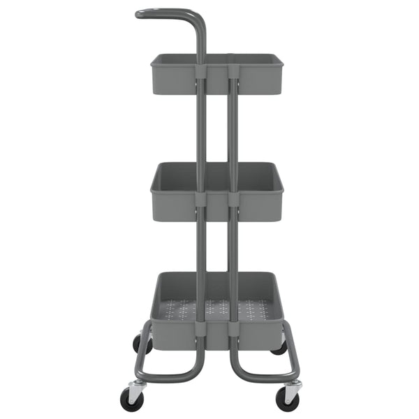 vidaXL Kitchen Trolley 3 Tiers Grey 42x35x85 cm Iron and ABS