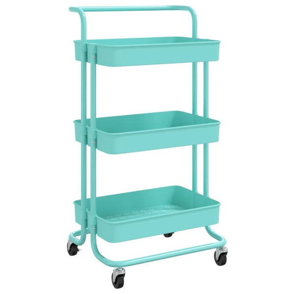 vidaXL 3-Tier Kitchen Trolley Turquoise 42x35x85 cm Iron and ABS