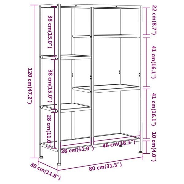 vidaXL Bookshelf 80x30x120 cm Steel and Engineered Wood
