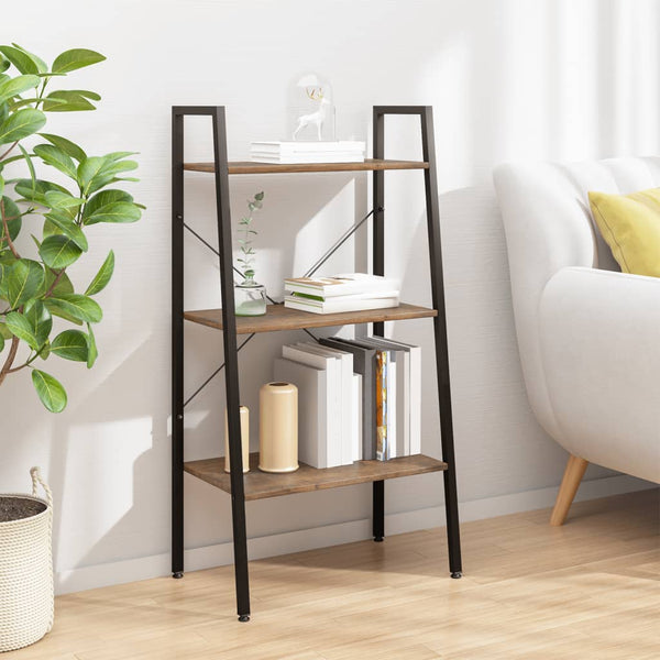 vidaXL 3-Tier Shelving Unit Dark Brown and Black 56x35x108 cm