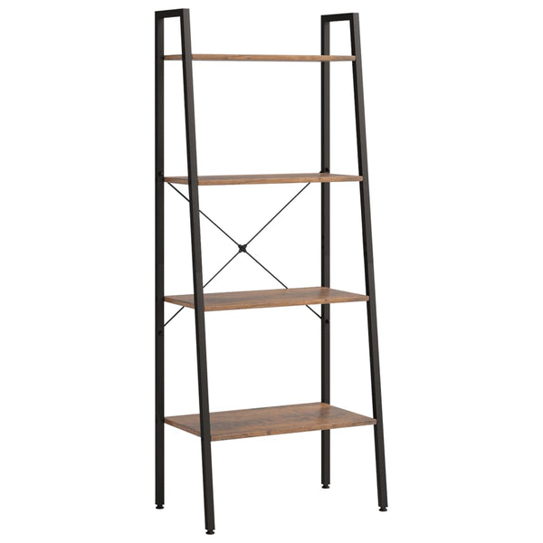 vidaXL Shelving Unit with 4 Tiers Dark Brown and Black 56x35x140 cm