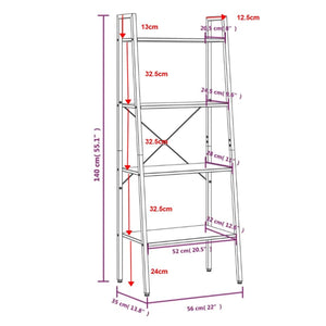vidaXL Shelving Unit with 4 Tiers Dark Brown and Black 56x35x140 cm