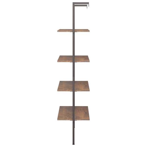 vidaXL Ladder Shelf with 4 Tiers Dark Brown and Black 64x35x152.5 cm