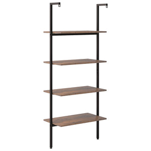 vidaXL Ladder Shelf with 4 Tiers Dark Brown and Black 64x35x152.5 cm
