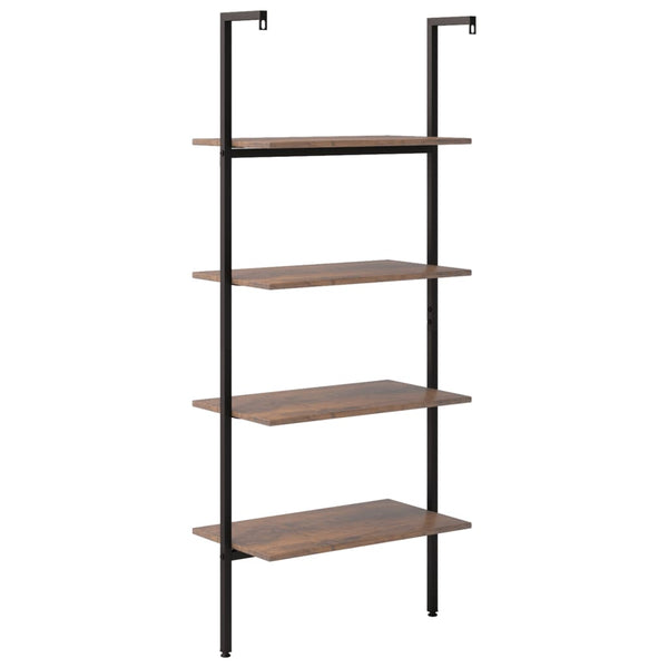 vidaXL Ladder Shelf with 4 Tiers Dark Brown and Black 64x35x152.5 cm
