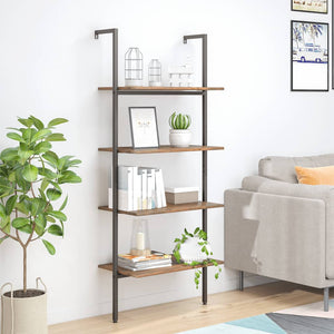 vidaXL Ladder Shelf with 4 Tiers Dark Brown and Black 64x35x152.5 cm