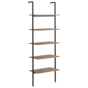 vidaXL Ladder Shelf with 5 Tiers Dark Brown and Black 64x35x185 cm